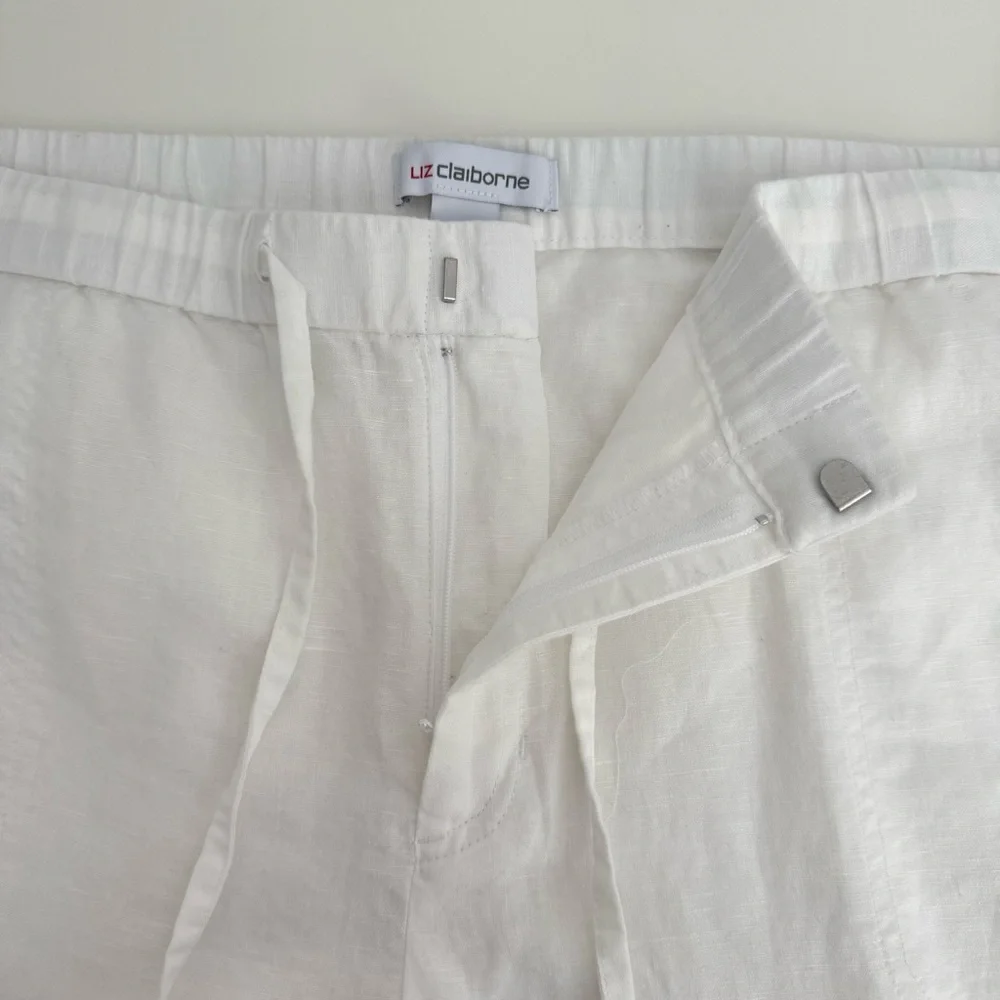 Liz Claiborne White Linen Blend Relaxed Wide Leg Pants XL - Picture 9 of 13